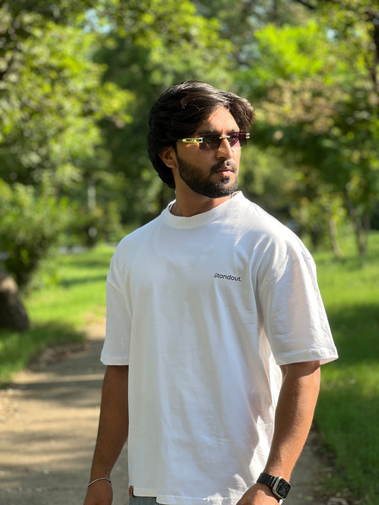 Oversized White Cotton Dropped Shoulder T-Shirt