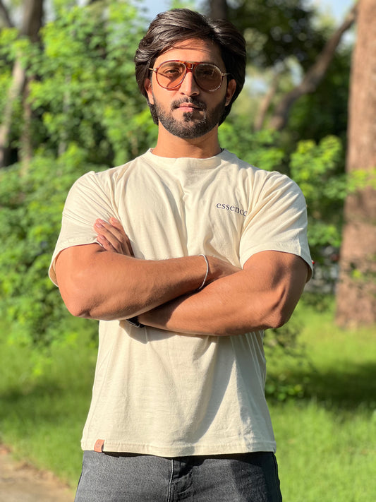 Beige Regular Fit T-Shirt for Men