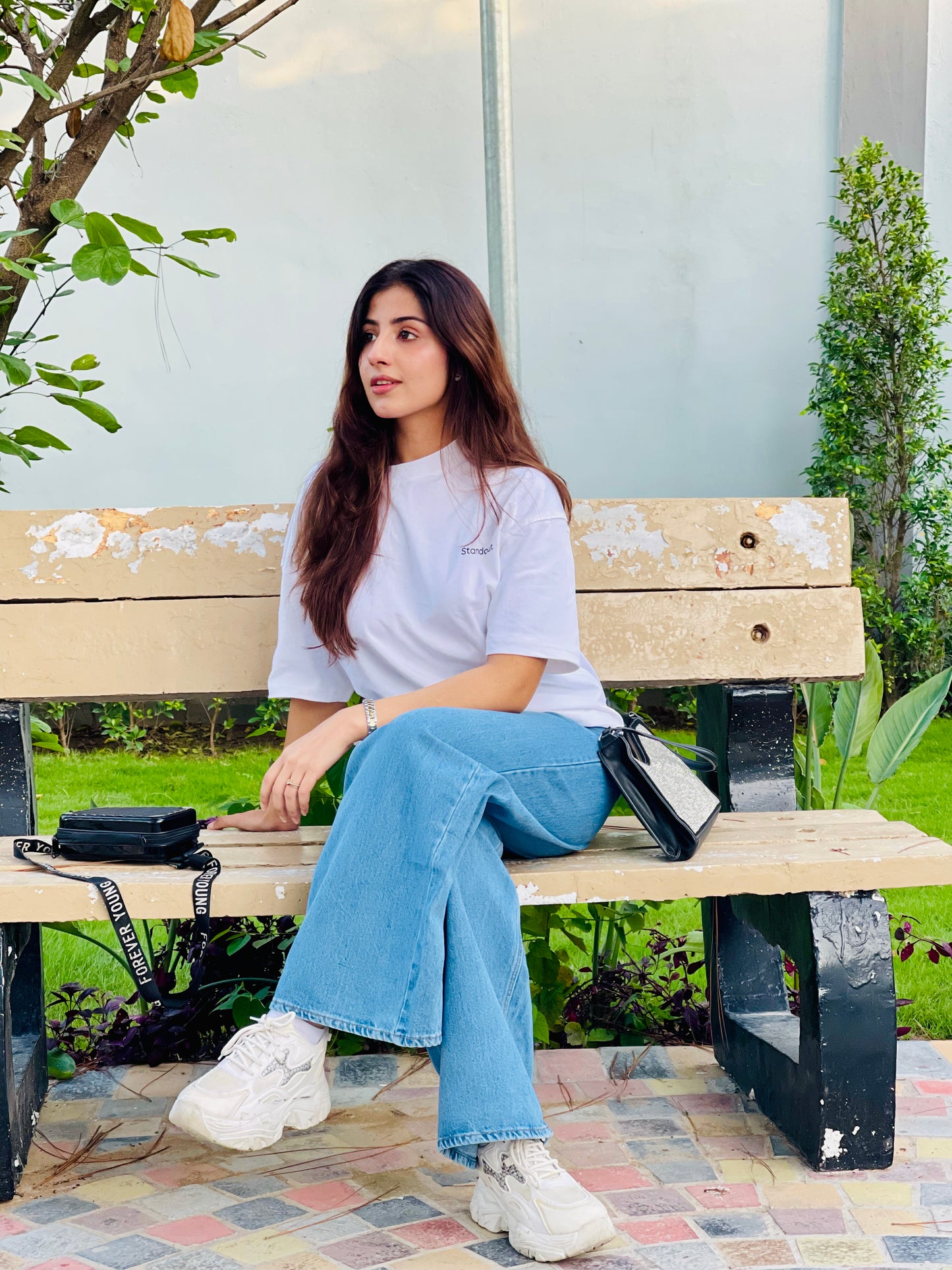 White Dropped Shoulder Oversized T-Shirt for Women