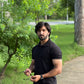 Black Textured Thermal Polo for Men