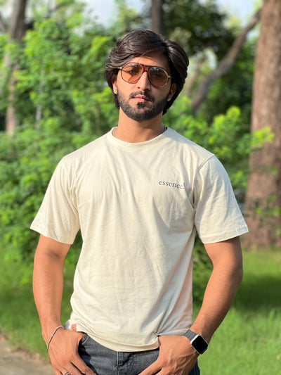 Beige Regular Fit T-Shirt for Men