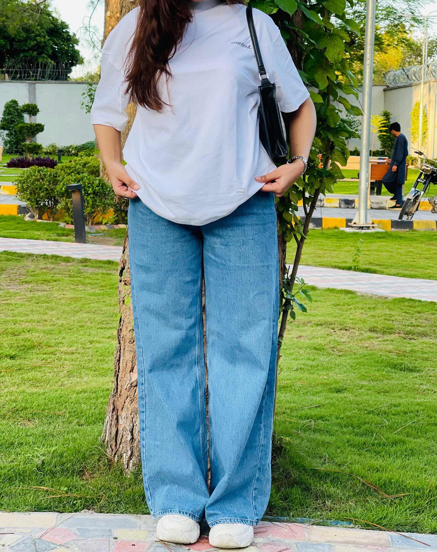 White Dropped Shoulder Oversized T-Shirt for Women